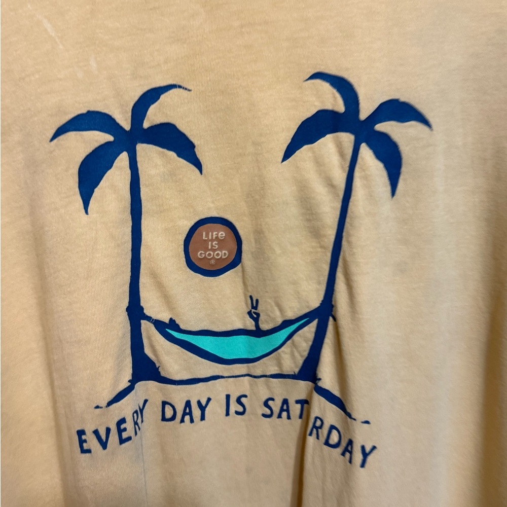 Life Is Good Peach Crusher-Lite “everyday is Saturday”‎ graphic tee unisex sz XL - Picture 5 of 7